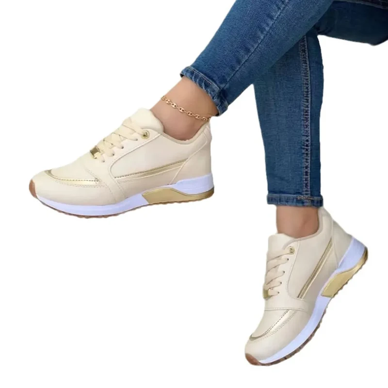 Large Size Cross Lace-up Flat Round Head Color Matching Casual Sneakers
