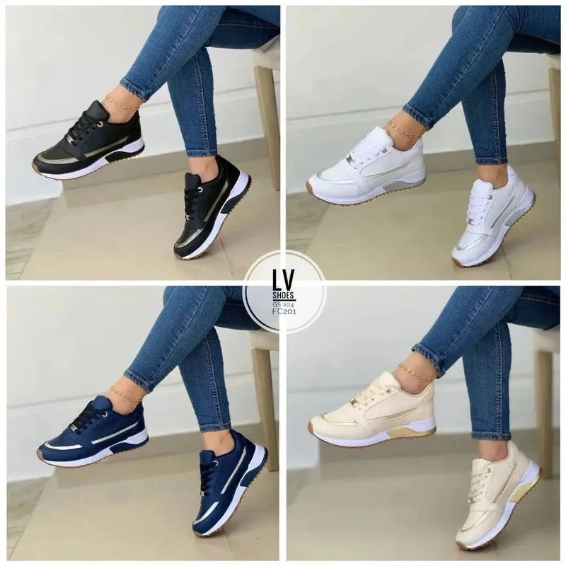 Large Size Cross Lace-up Flat Round Head Color Matching Casual Sneakers