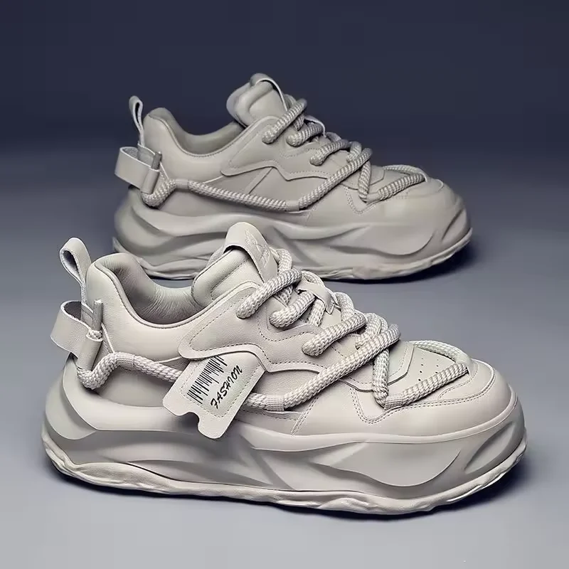 Breathable Summer New Thick Soles with Increased Inner Height Small White Shoes Men's Trendy and Versatile Casual Board Shoes