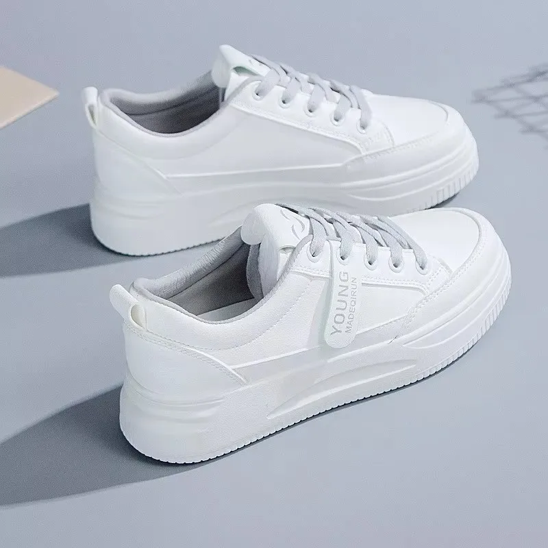 New White Shoes, Elevated Women's Shoes, Comfortable Women's Board Shoes Women's Sports Shoes