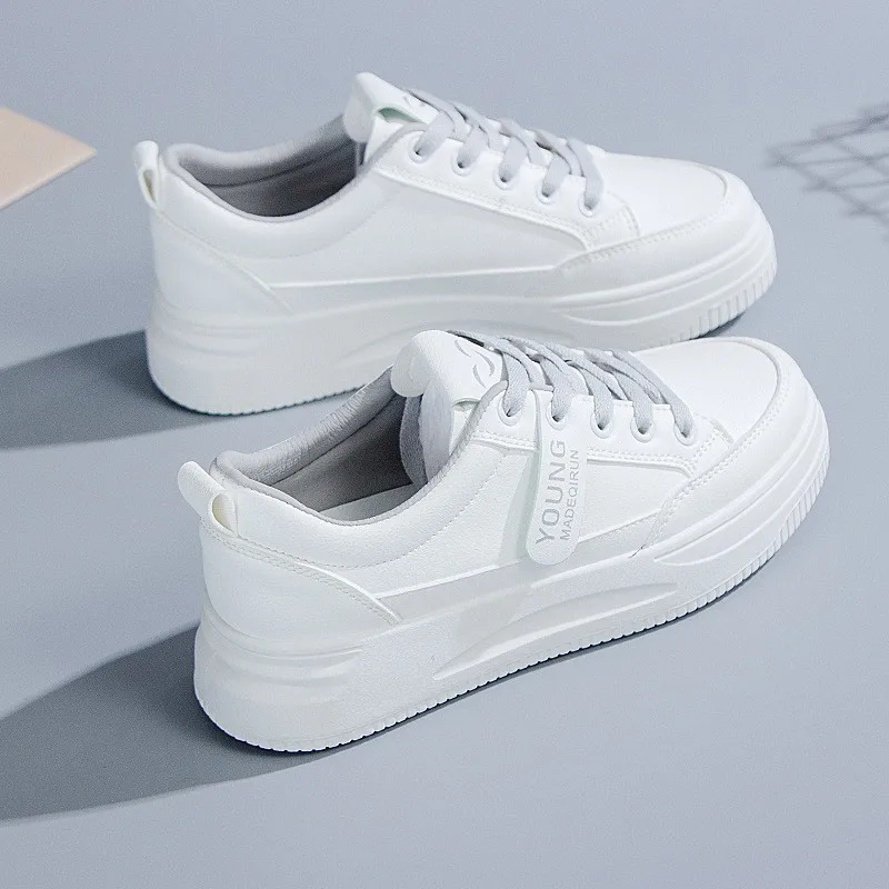 New White Shoes, Elevated Women's Shoes, Comfortable Women's Board Shoes Women's Sports Shoes