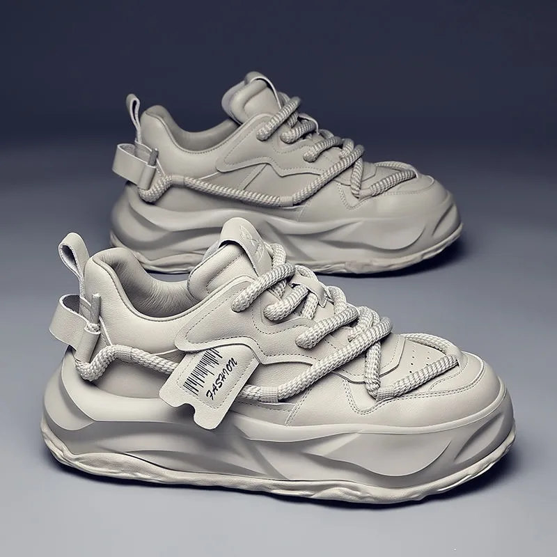 Breathable Summer New Thick Soles with Increased Inner Height Small White Shoes Men's Trendy and Versatile Casual Board Shoes