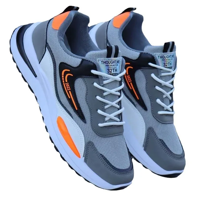 Men's Comfortable Breathable Running Shoes Light Weight Polyester Upper Material Stylish Lace-Up for Sports Leisure Walking