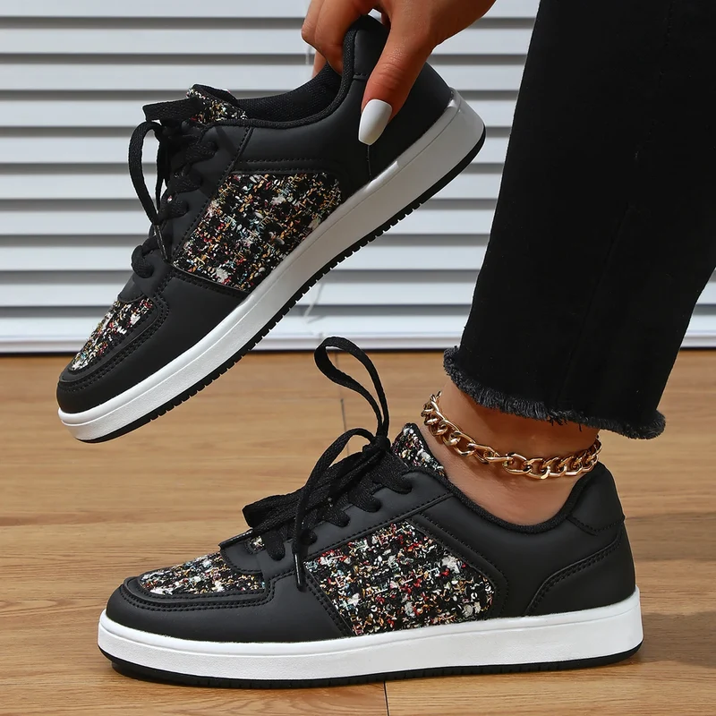 New Hot Product Brand Trendy Kasut Sneakers for Women 35-45 Woolen Flat Girls Casual Shoes Fashion Lace-up Factory Jinjiang