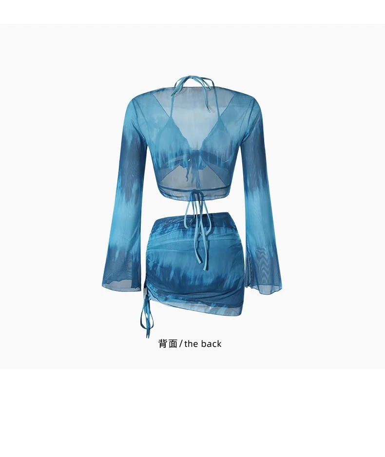Swimsuit Women's Bikini Four-Piece Split Slimming Look Small Breasts 2025 New Long-Sleeved Hot Spring Girl Swimsuit High-End
