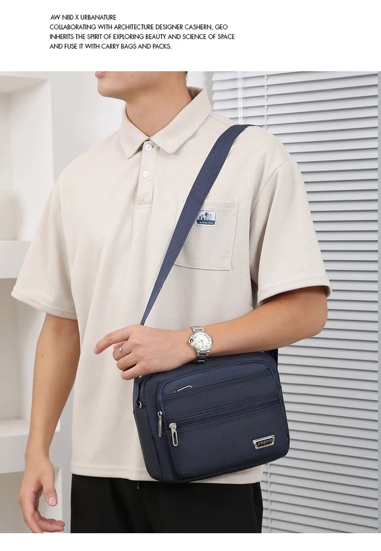 New Men's Coin Purse Casual Large Capacity Chest Bag Multi-layer Large Capacity Shoulder Bag Simple Solid Color Crossbody Bag