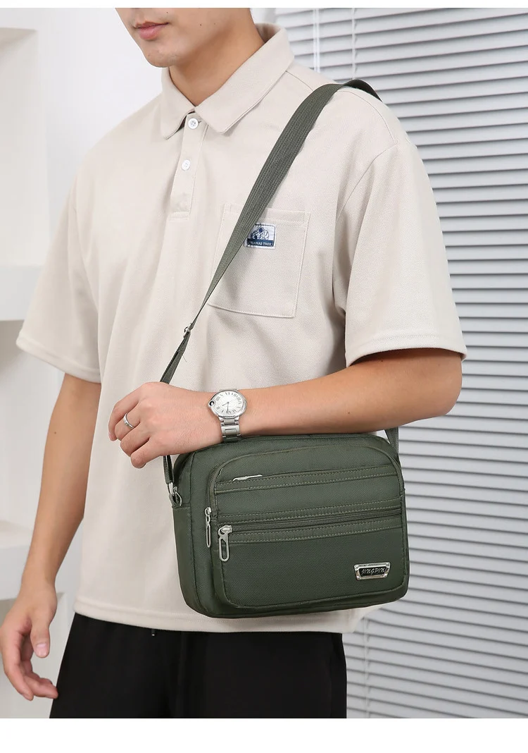 New Men's Coin Purse Casual Large Capacity Chest Bag Multi-layer Large Capacity Shoulder Bag Simple Solid Color Crossbody Bag