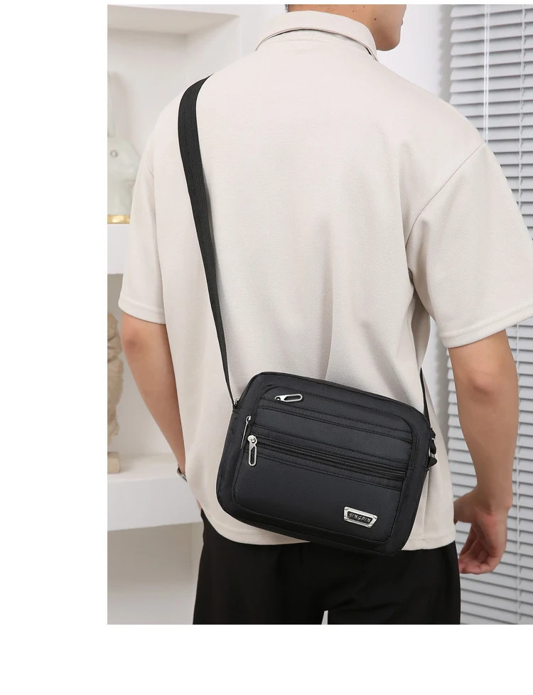 New Men's Coin Purse Casual Large Capacity Chest Bag Multi-layer Large Capacity Shoulder Bag Simple Solid Color Crossbody Bag