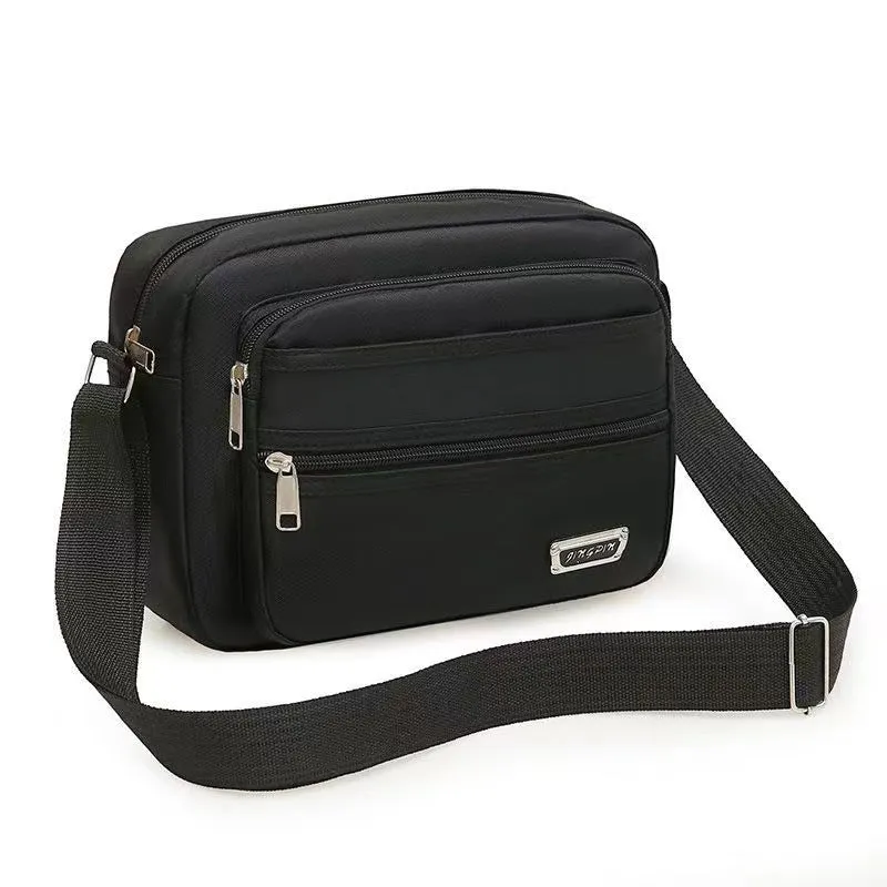 New Men's Coin Purse Casual Large Capacity Chest Bag Multi-layer Large Capacity Shoulder Bag Simple Solid Color Crossbody Bag