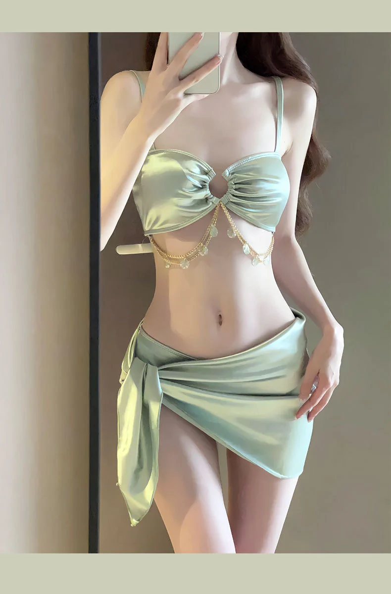 One-Piece Swimsuit Women's Summer Three-Piece Sexy 2025 New Push-Up Slimming Look Vacation High-End Bikini Hot Spring Bathing