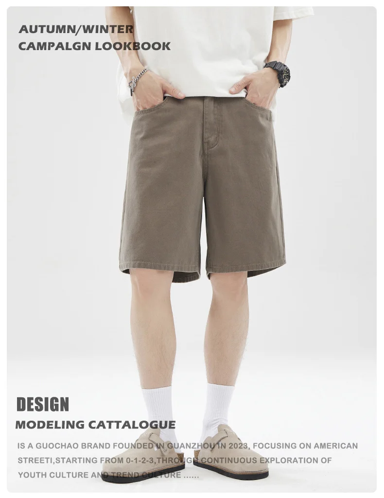LKTM Men's# American Retro vintage Straight Pants Men's Niche Couples Joker Simple Casual Shorts