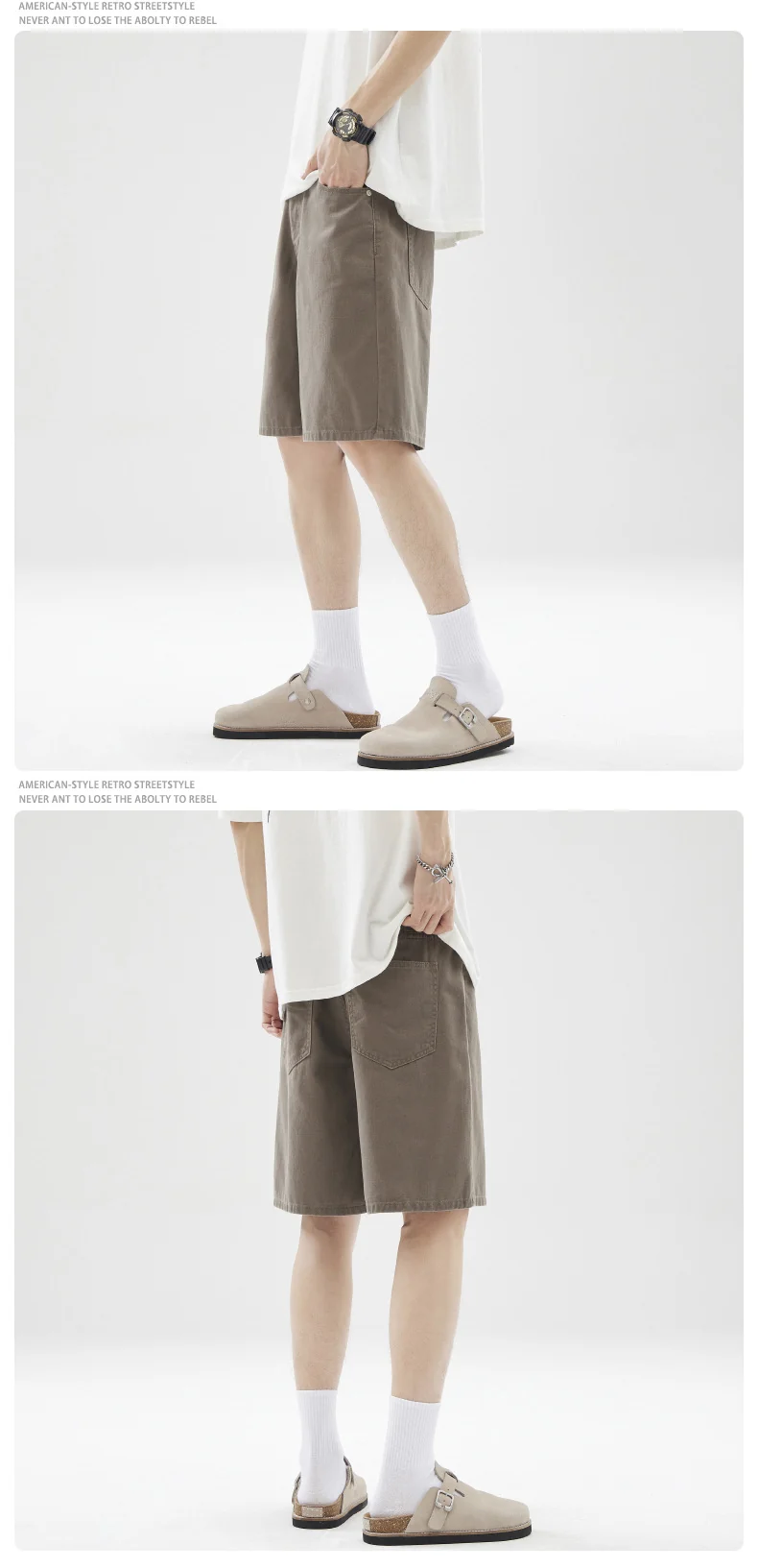 LKTM Men's# American Retro vintage Straight Pants Men's Niche Couples Joker Simple Casual Shorts