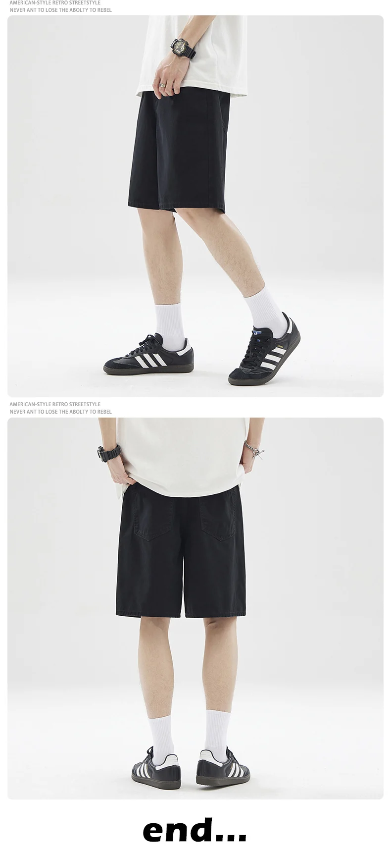 LKTM Men's# American Retro vintage Straight Pants Men's Niche Couples Joker Simple Casual Shorts