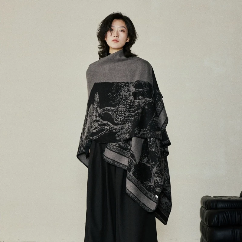 Jiangnan Watertown Knitted Shawl High-end Ethnic Style Cloak Western Sichuan Yunnan Travel Wear Imitation Cashmere Cape Women