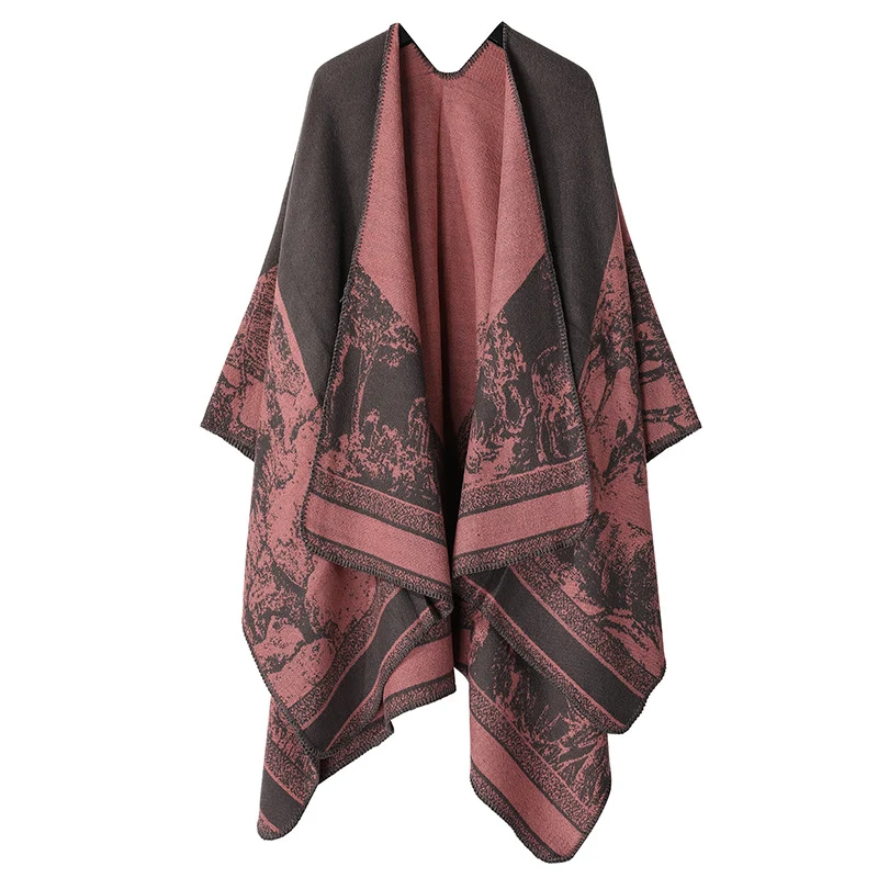 Jiangnan Watertown Knitted Shawl High-end Ethnic Style Cloak Western Sichuan Yunnan Travel Wear Imitation Cashmere Cape Women