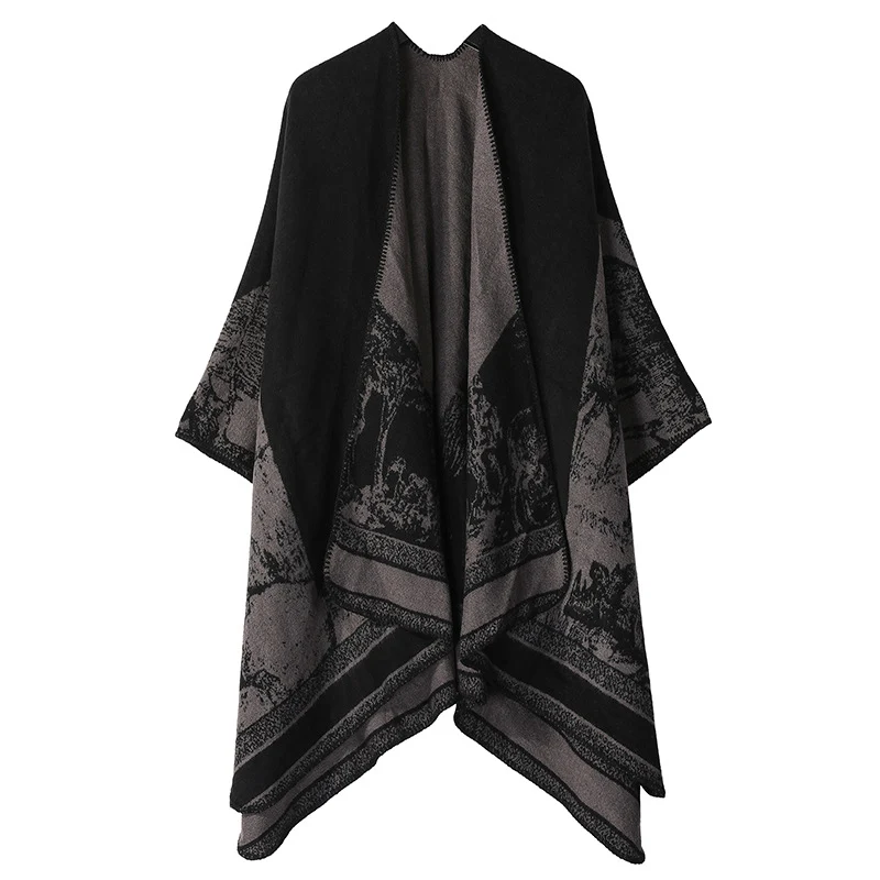 Jiangnan Watertown Knitted Shawl High-end Ethnic Style Cloak Western Sichuan Yunnan Travel Wear Imitation Cashmere Cape Women