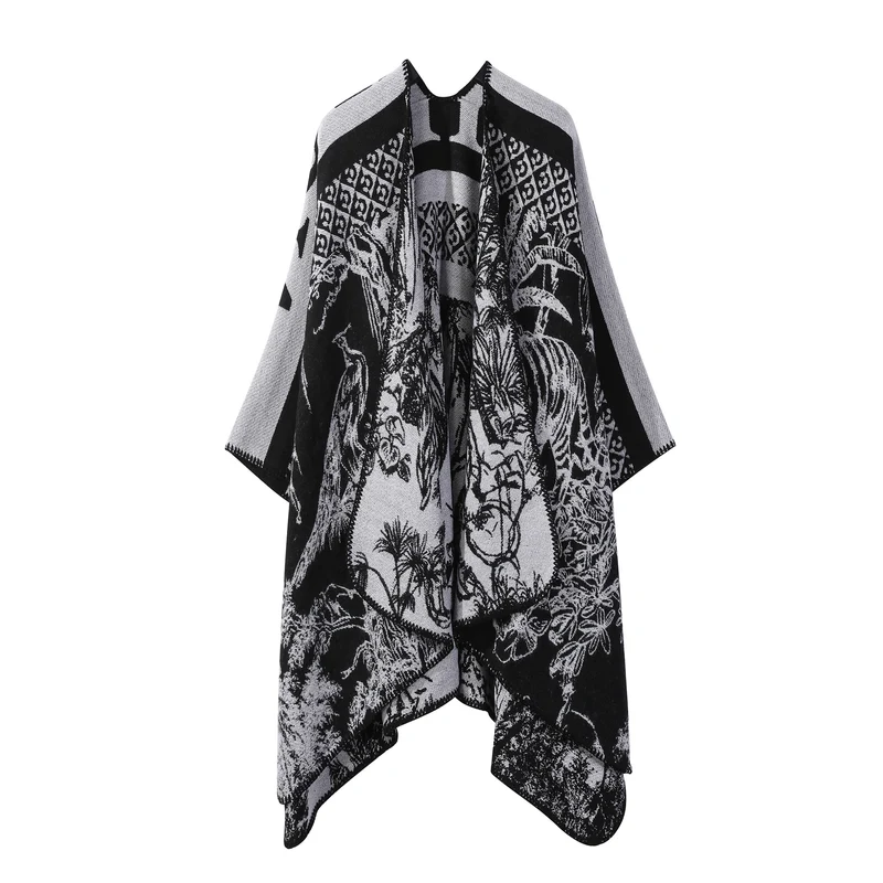 Jiangnan Watertown Knitted Shawl High-end Ethnic Style Cloak Western Sichuan Yunnan Travel Wear Imitation Cashmere Cape Women