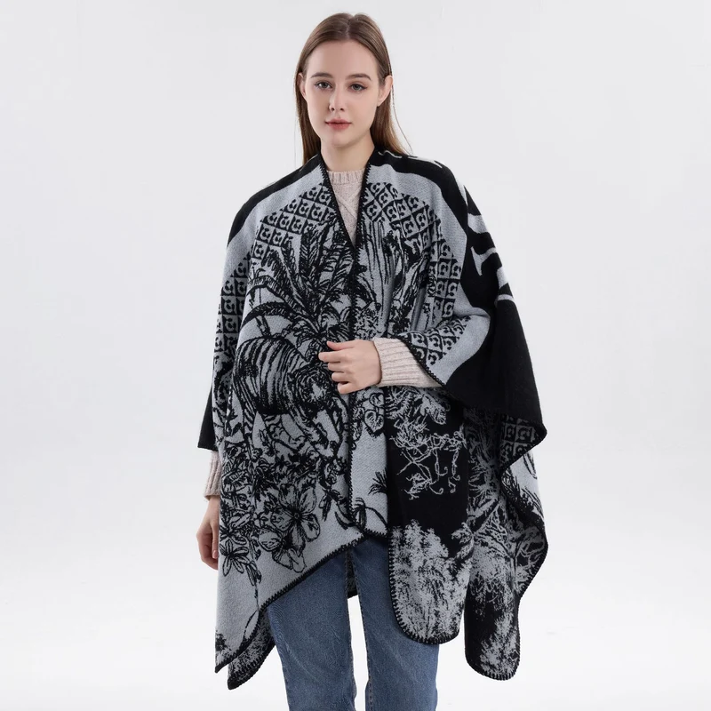Jiangnan Watertown Knitted Shawl High-end Ethnic Style Cloak Western Sichuan Yunnan Travel Wear Imitation Cashmere Cape Women