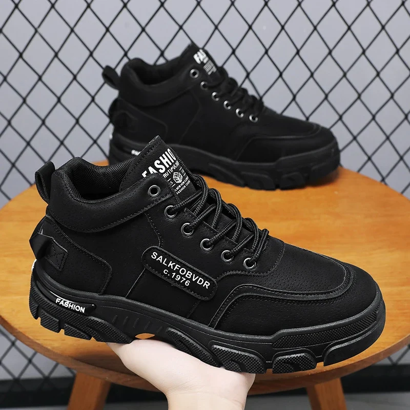 Y 39-46 Men's New Breathable High-top Cargo Shoes with Versatile Platform Soles to Increase the Height of Casual Booties