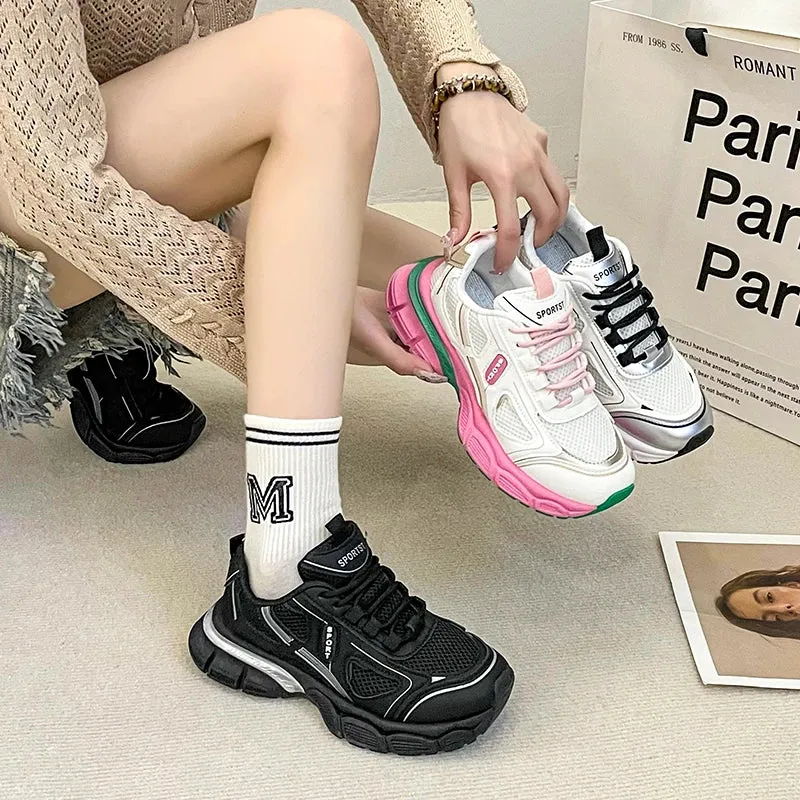 2024 Versatile Dad Shoes Spring and Summer New Casual Shoes for Women Mesh Soft Bottom Instagram Trendy Running Sneakers