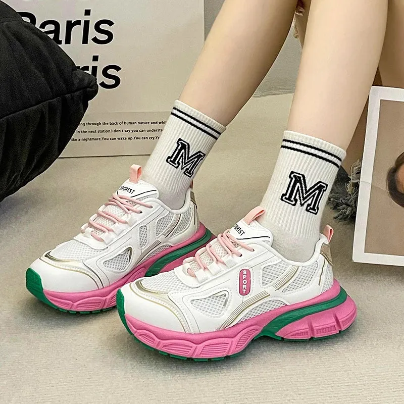 2024 Versatile Dad Shoes Spring and Summer New Casual Shoes for Women Mesh Soft Bottom Instagram Trendy Running Sneakers