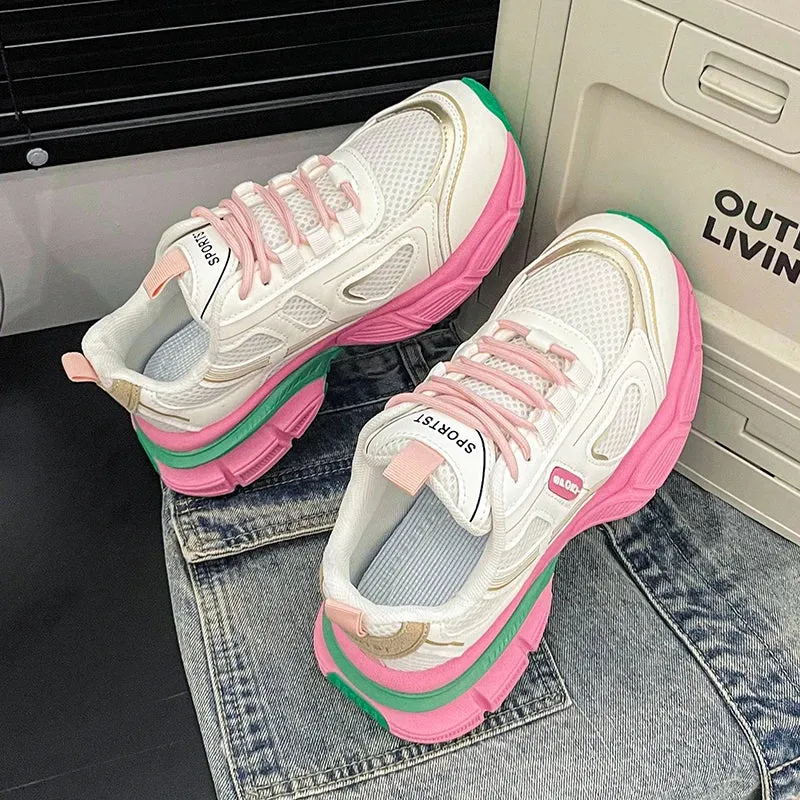 2024 Versatile Dad Shoes Spring and Summer New Casual Shoes for Women Mesh Soft Bottom Instagram Trendy Running Sneakers