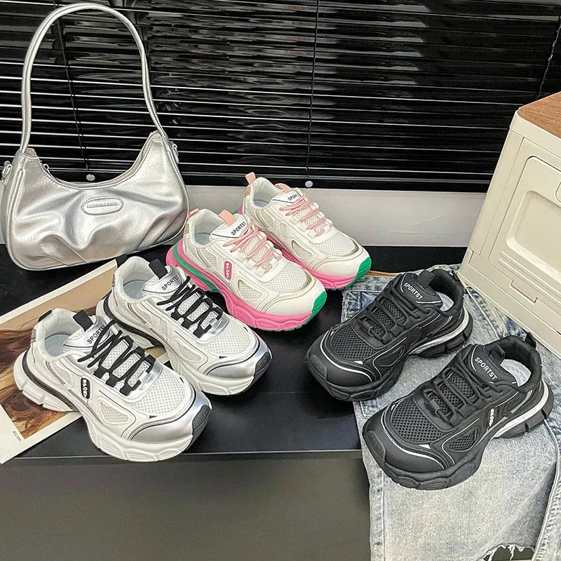 2024 Versatile Dad Shoes Spring and Summer New Casual Shoes for Women Mesh Soft Bottom Instagram Trendy Running Sneakers
