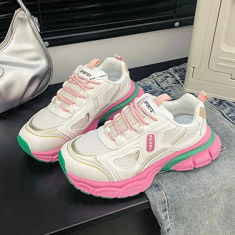 2024 Versatile Dad Shoes Spring and Summer New Casual Shoes for Women Mesh Soft Bottom Instagram Trendy Running Sneakers