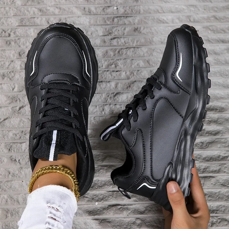 Autumn Men's Shoes 2024 New Trend Versatile Thick Sole Elevated Leather Sports and Casual Zapatos Running Shoes for Women