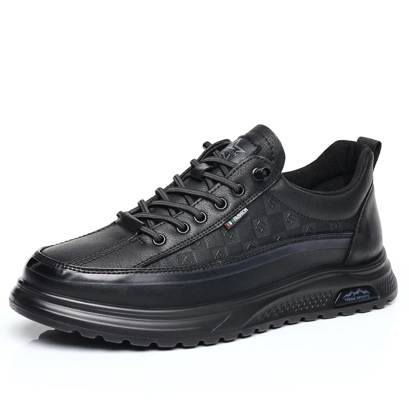 New High Quality Cowhide Shoes Men Classic Business Gentleman Oxford Real Cow Leather Elevator Sneaker Lace-up Brand Shoe Office