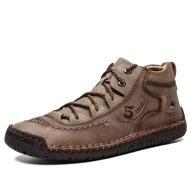 Factory Supply Drop Shipping Lace up Large Size Microfiber Leather Flat Men Casual Walking Boots