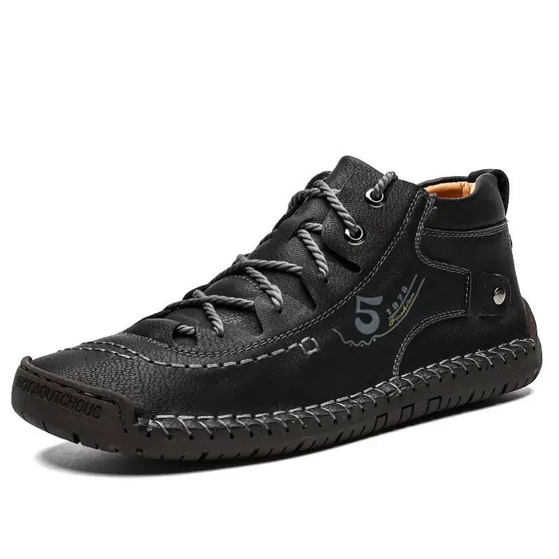 Factory Supply Drop Shipping Lace up Large Size Microfiber Leather Flat Men Casual Walking Boots