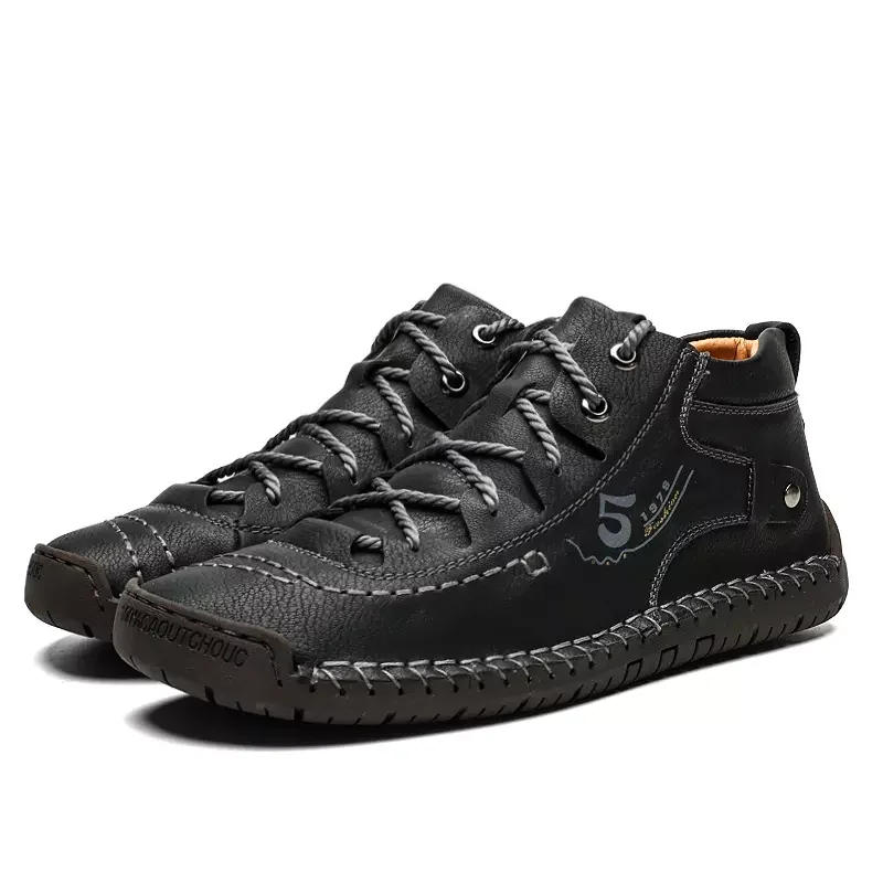 Factory Supply Drop Shipping Lace up Large Size Microfiber Leather Flat Men Casual Walking Boots