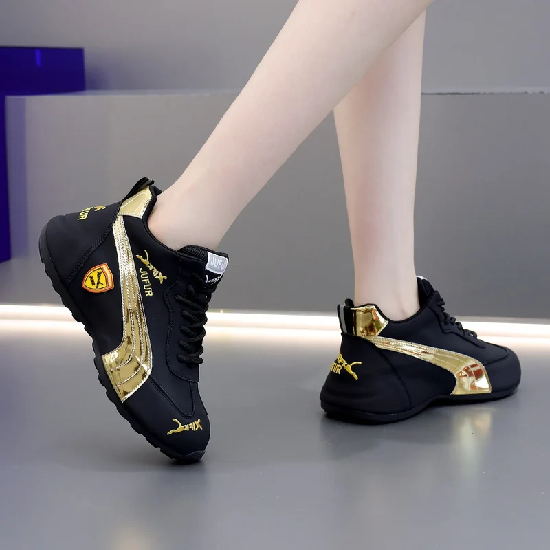 Women's Casual Sneakers Chunky Platform Shoes Unisex Leather Height Increasing Shoes