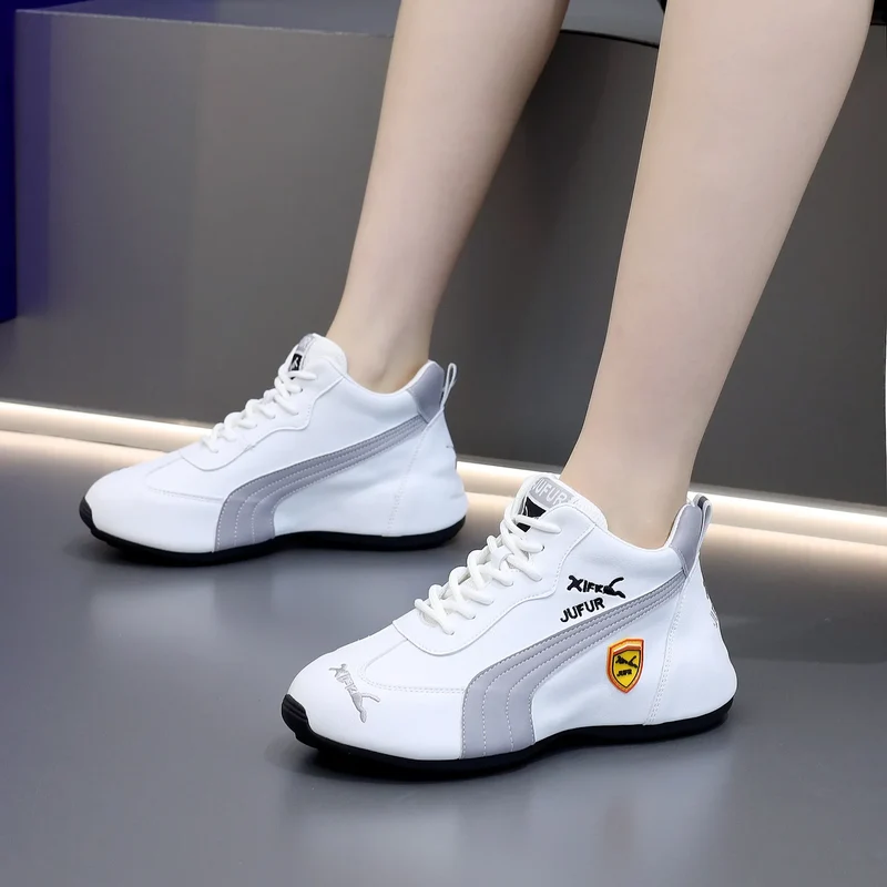 Women's Casual Sneakers Chunky Platform Shoes Unisex Leather Height Increasing Shoes