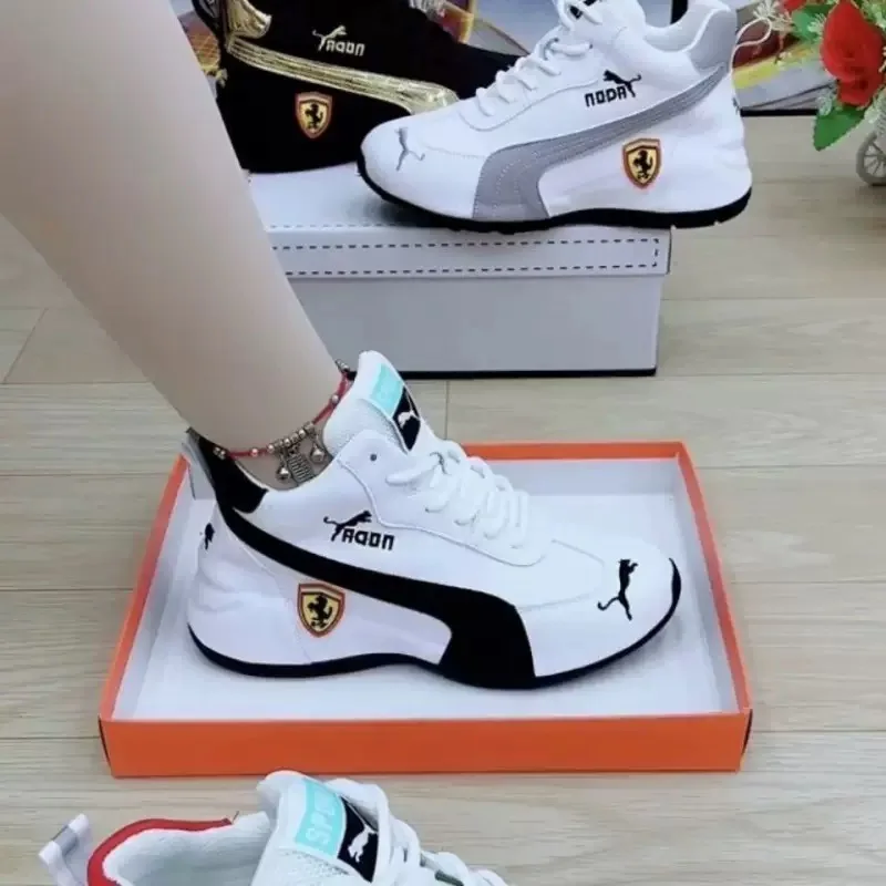 Women's Casual Sneakers Chunky Platform Shoes Unisex Leather Height Increasing Shoes