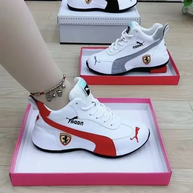 Women's Casual Sneakers Chunky Platform Shoes Unisex Leather Height Increasing Shoes