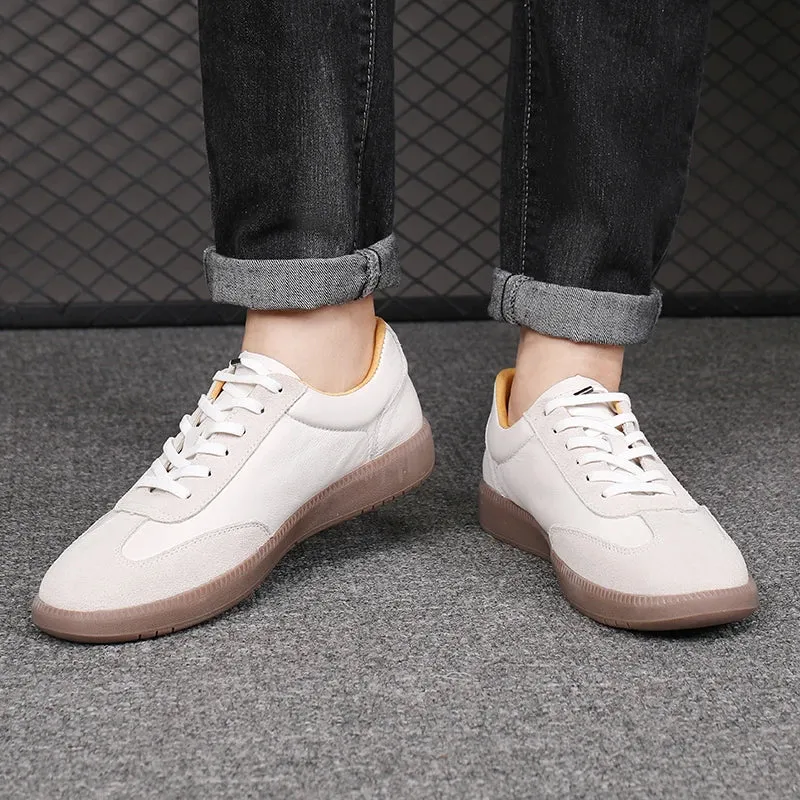 New Wholesale 2025 Classy All White Men Luxury Leather Sneakers Genuine Cow Lace-up Formal Black Casual Shoes Italy Brand Hot