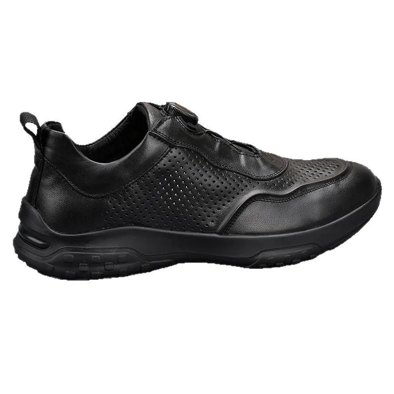 Men's Genuine Leather Sport Shoes Round Toe Breathable EVA Midsole Rubber Outsole Summer Casual Walking Shoes