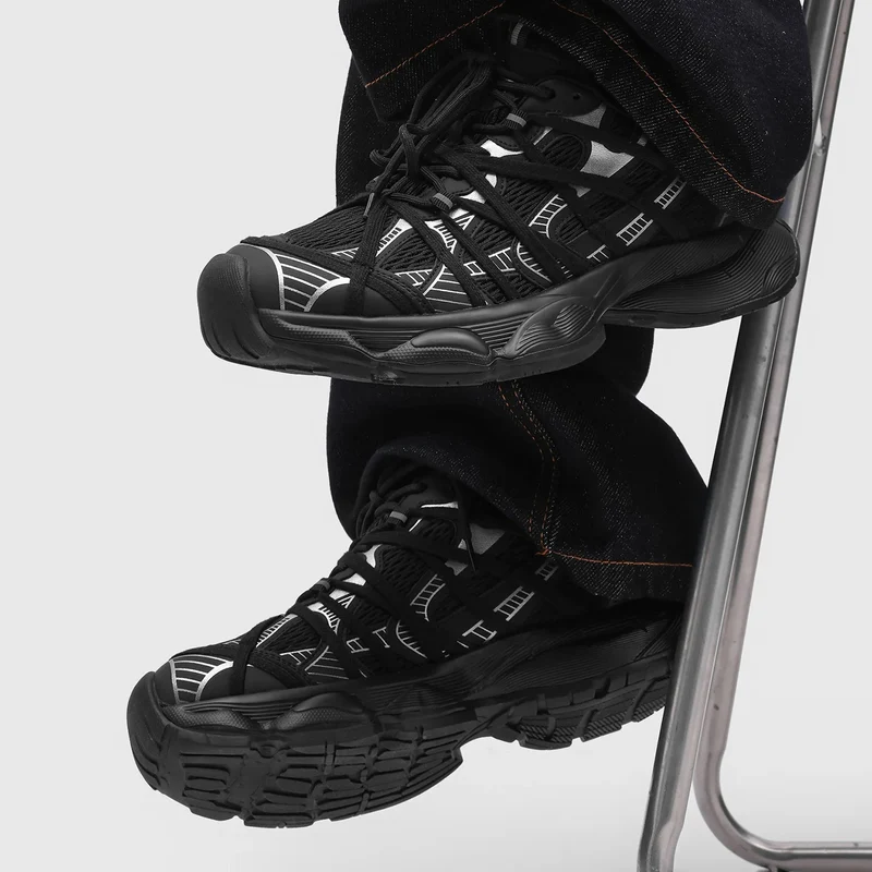 Empire Chunky Sneakers Mesh Upper Breathable Cushioned Rubber Outsole Height Increasing All Seasons Sporty Toe Lace-up Shoes