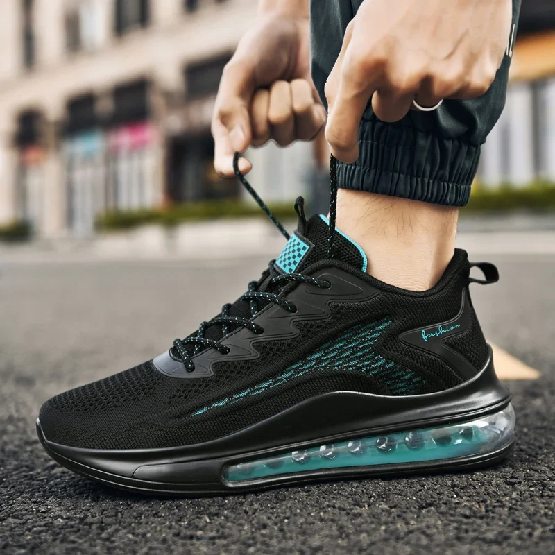 Wholesale Zapatos New Brand Big Size 48 Flying Woven Running Air Cushion Walking Shoes Breathable Custom Sneakers Shoes Men