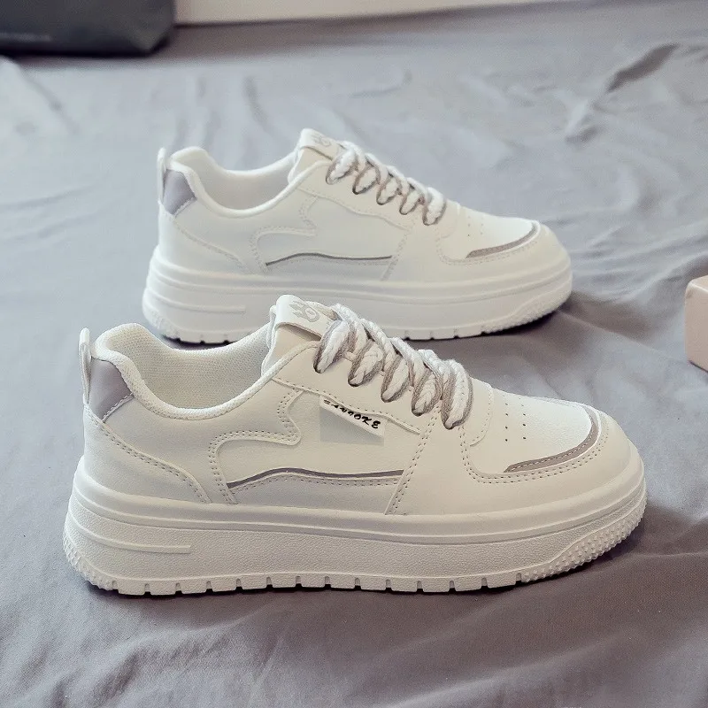 New White Shoes, Elevated Women's Shoes, Full Leather Comfortable Women's Board Shoes Women's Sports Shoes