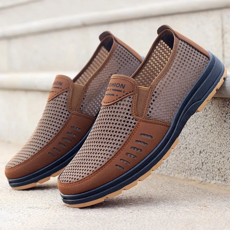 Summer Beijing Cloth Shoes Breathable Casual Elderly Shoes One Step Mesh Men's Casual Shoes