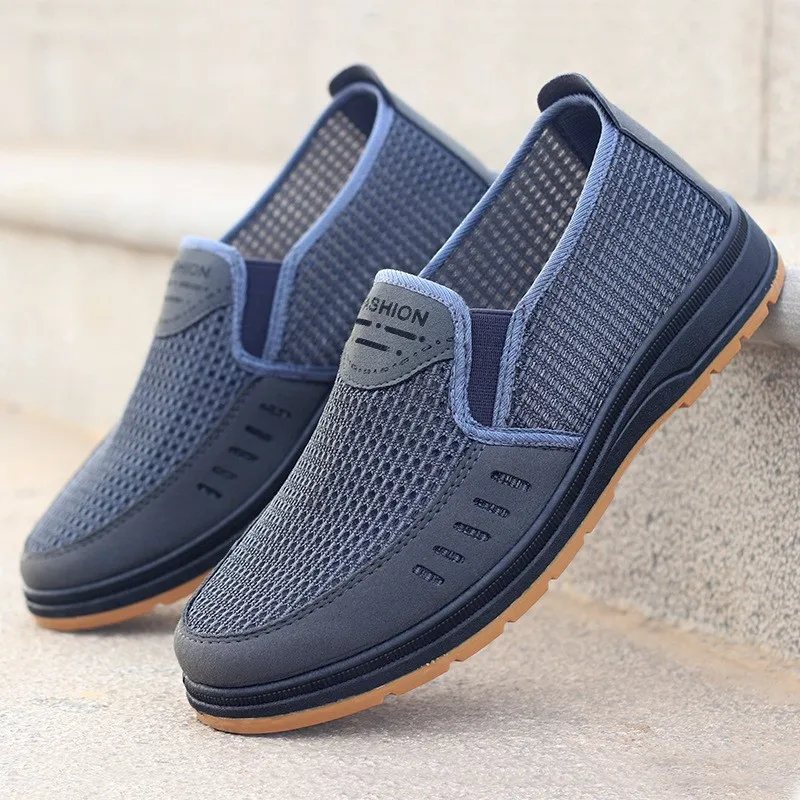 Summer Beijing Cloth Shoes Breathable Casual Elderly Shoes One Step Mesh Men's Casual Shoes