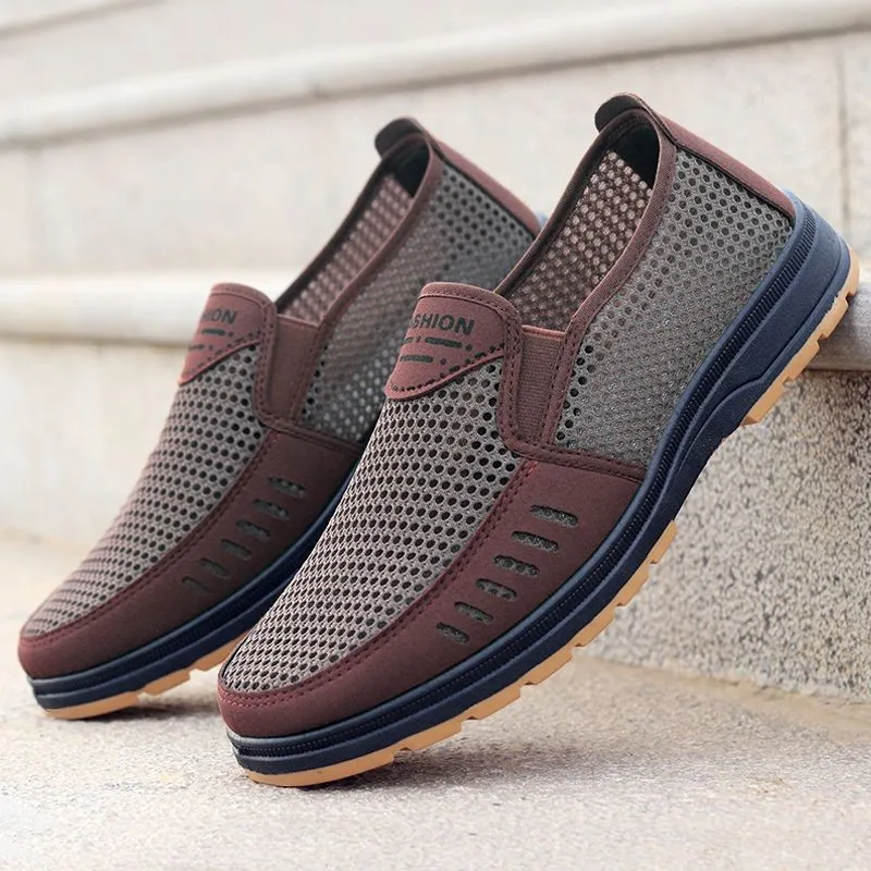 Summer Beijing Cloth Shoes Breathable Casual Elderly Shoes One Step Mesh Men's Casual Shoes