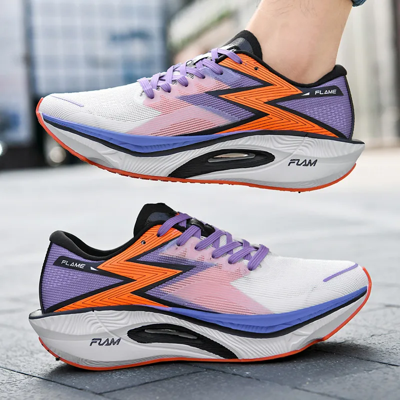Latest Brand Logo Custom Carbon Fiber Flame Men Casual Sports Shoes Blank Mesh Breathable Women Fashion Running Walking Sneakers