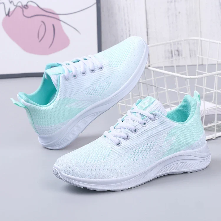 Y Black Green Purple Women's Shoes Flying Woven Mesh Sneakers Casual Light Soft Sole Sports Running Waking Style Shoes