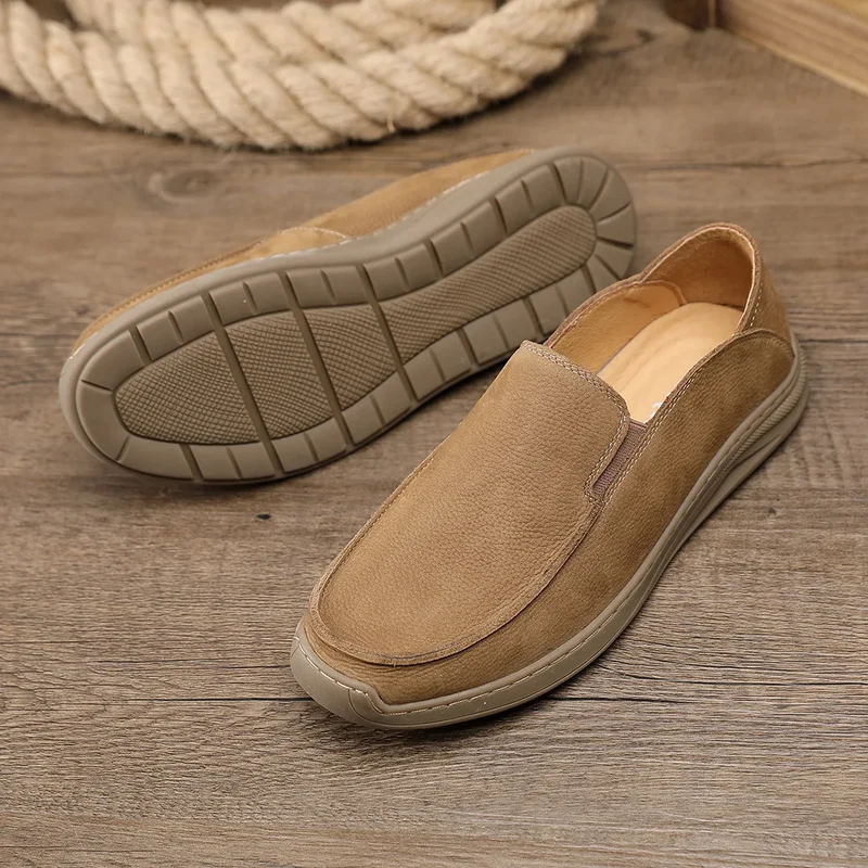 Suede Slip-On Boat Shoes Round Toe EVA Outsole Breathable Spring Men's Casual Shoes