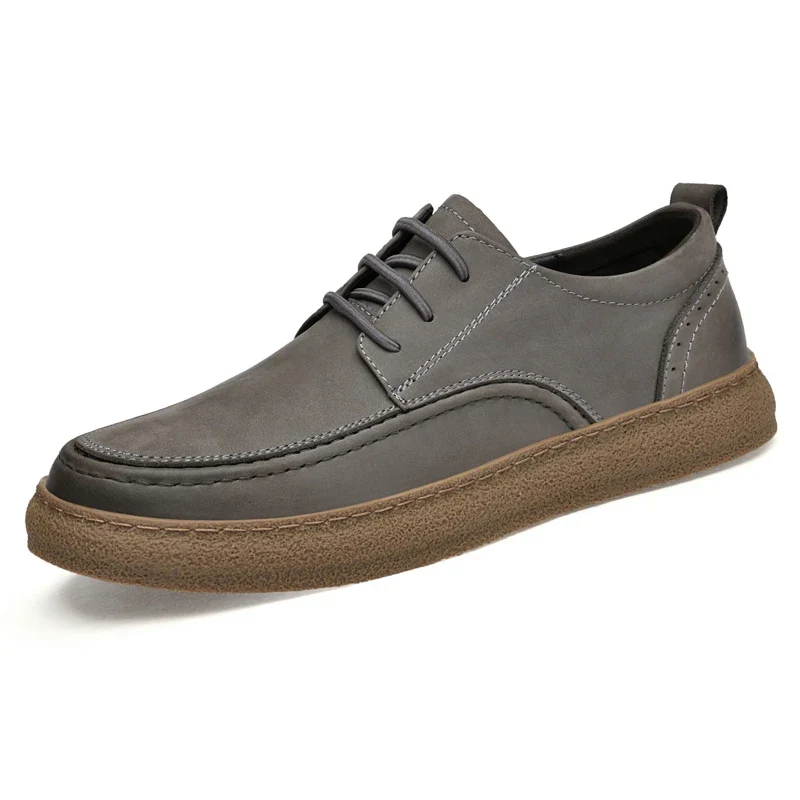 New Wholesale Lace-up Fashion Female Leather Boots for Women 37-46 Big Size Real Cow Skin Boat Shoes Original Famous 2025