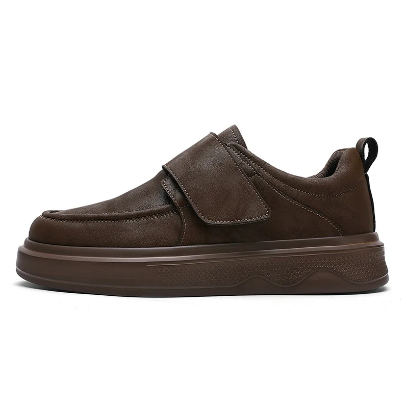 Retro Leather Boat Shoes Solid Round Toe Rubber Outsole EVA Midsole Cushioned All Seasons Men's Casual Work